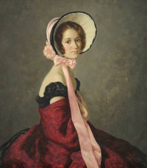 Portrait of a Lady in a Pink Bow, by David Shanks Ewart, Sidney Sussex College, Cambridge.