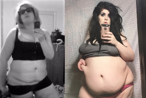 bbwcreampuff:before & now - 100 lbsssssss Wow! Cant wait till you tip the scales at over 500 plus pounds
