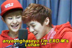 accio-xiuhan-deactivated2014081:  During their introduction Luhan almost calls himself