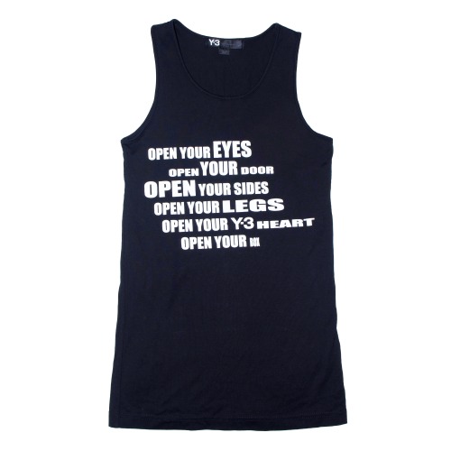 lucky-number-8: For Sale: Y-3 “Open Your…” Cotton Tank Top. Questionably suggesti