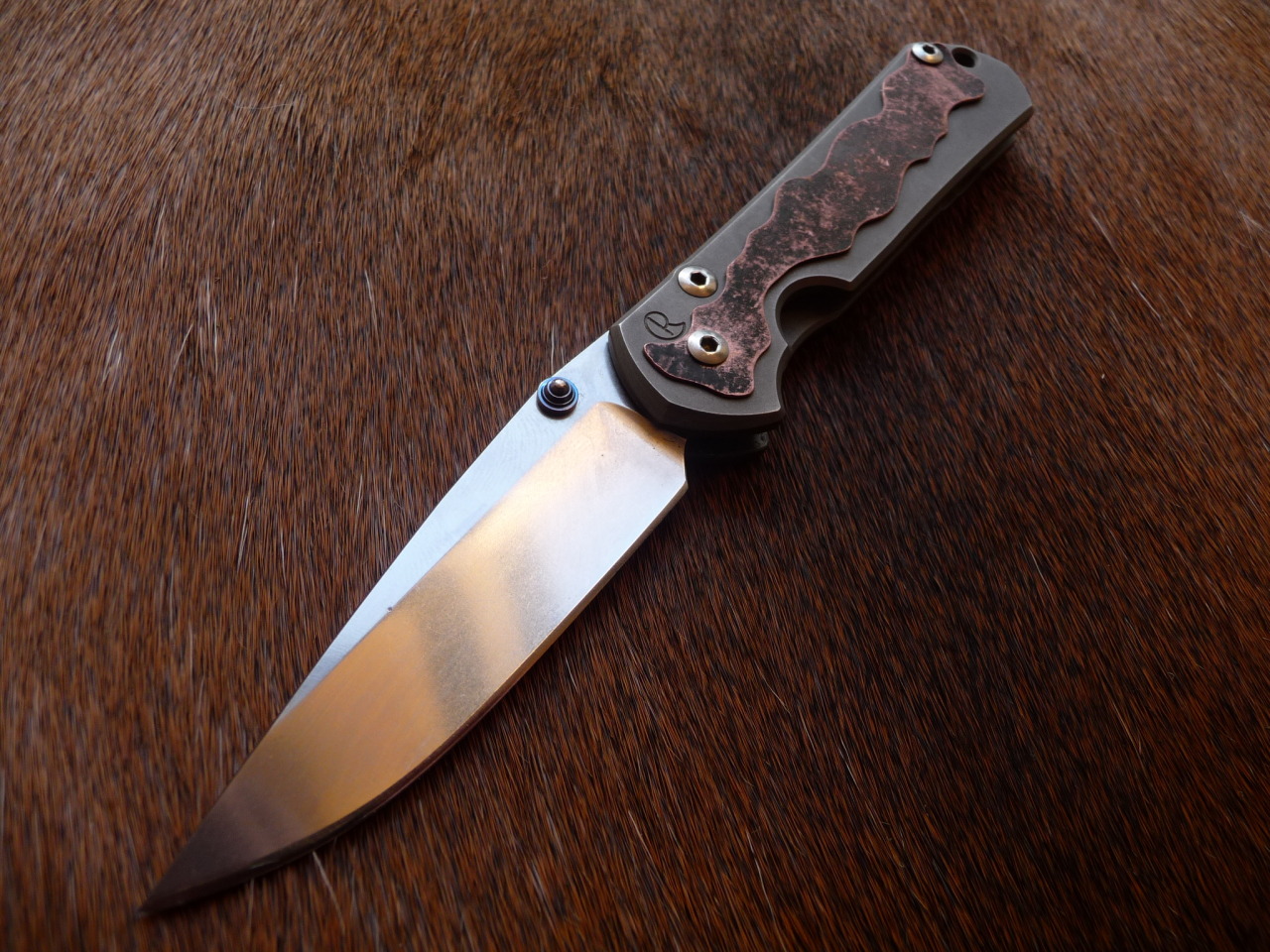 ru-titley-knives:   Steam punk Copper on-lay scales for Sebenza . I just heard this