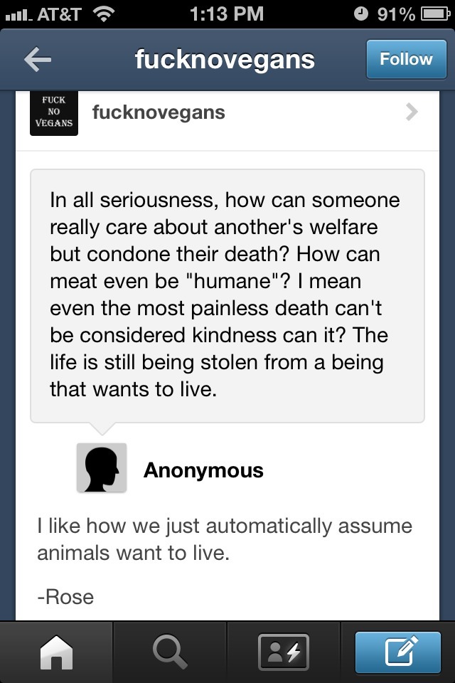 sabelmouse:  herbivorewarrior:  I discovered fucknovegans today and laughed for about