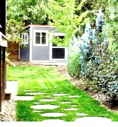 Denver LandscapeDesign Ideas For A Small Modern Partial Sun Backyard Landscaping With A Fire Pit.