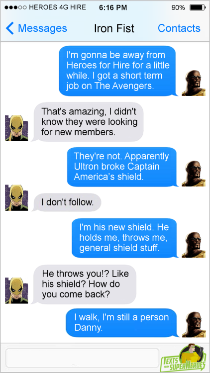 thisisevak:  meatfighter:  king-emare:  fromsuperheroes:  Texts From Superheroes: Best of Luke Cage (No spoilers) Want more great Luke Cage content? Subscribe to our podcast, Talk From Superheroes, and hear the creators of Texts From Superheroes review