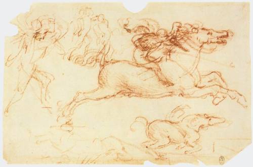 Galloping Rider and other figures, 1503, Leonardo Da VinciMedium: chalk,paper