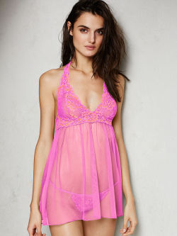 Modelmylove:  Blanca, Pink, Lace, Mesh, And Babydoll Love.