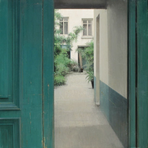 Puerta Verde   -    Carlos MoragoSpanish,b.1954-Oil on canvas,50 x 50 cm.