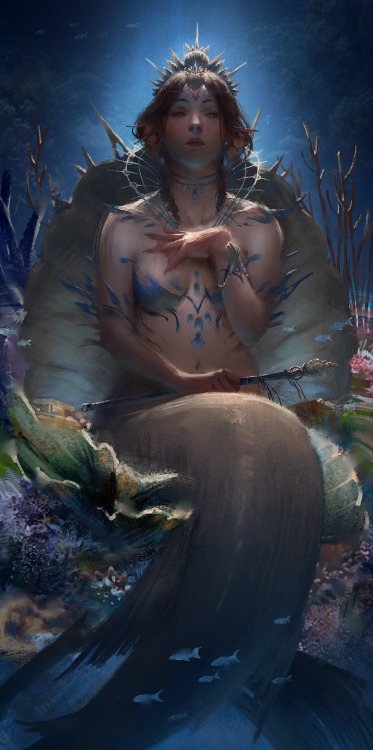 littlespaceofficer: Royal mermaid of some sort, did some photobashing for some background elements t