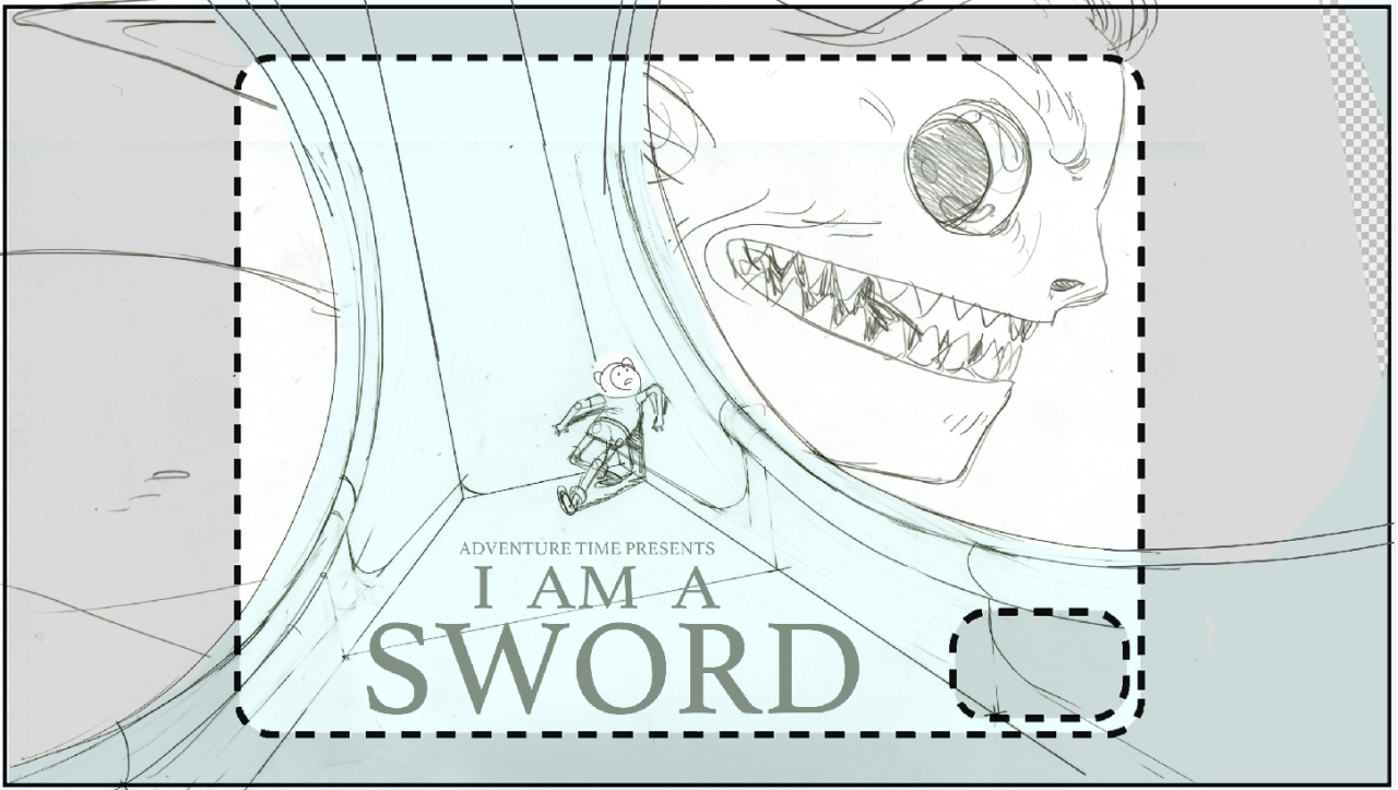 gingerlandcomics:  sketches to finals for I Am A Sword’s titlecard, designed by