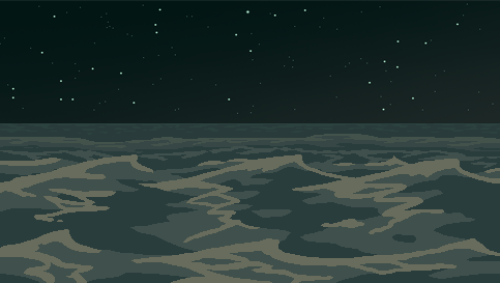 auroran-rpg: Working on this ocean cutscene. The sea is indeed a cruel mistress… and a p