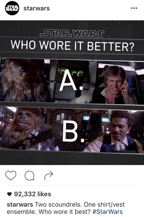 rookbodhi: i can’t believe the official star wars instagram is publicly acknowledging that han