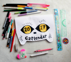inechi:  Stay organized next year with my catlendar! You can colour it, mark all your appointments and deadlines and write notes. Each catlendar has hand painted details on the cover and was cut with scissors by me in a limited edition of 200. Available