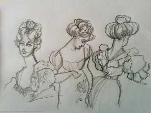 A few sketches that I made the other night copying the subjects from some paintings.