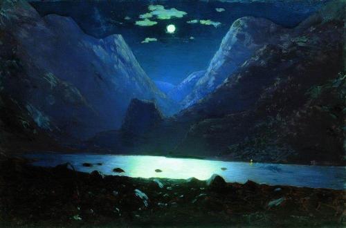 artist-kuindzhi: Daryal pass. Moonlight Night, 1895, Arkhip Kuindzhi Medium: oil,paper