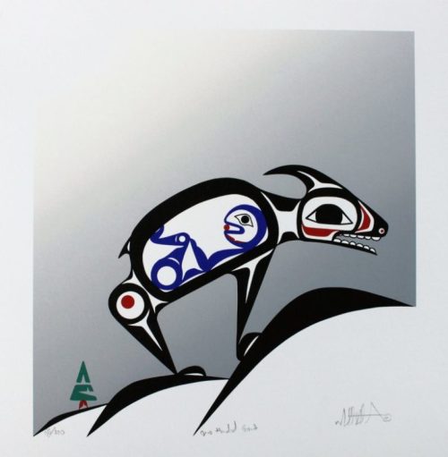 One Horned Goat Michael BlackstockFrom the website: This print was imspired by the story the Gitxsan