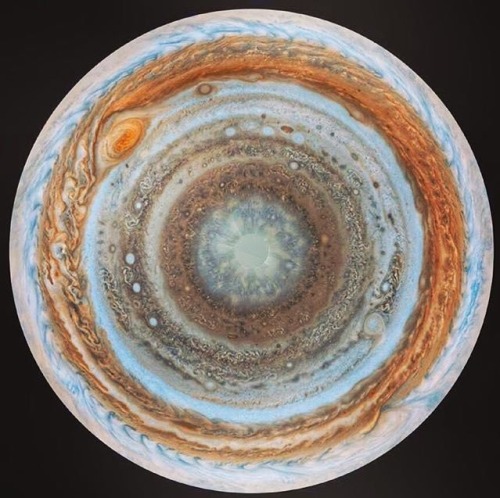 Stereographic of Jupiter as seen from the bottom