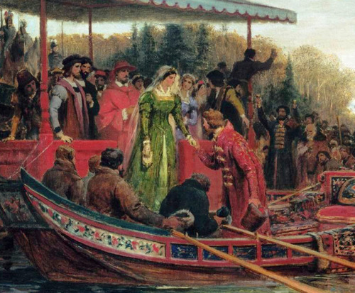 Princess Sophia Palaiologina is received on russian soil by boyars by F.A. Bronnikov c.1883