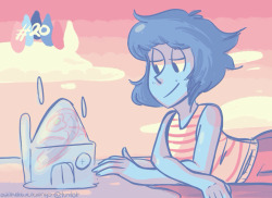 asktheblueoceangem:  small house for small fish friendLapis palette #20 requested by x done for the palette challenge, blending colors for this was so much fun aaa;;