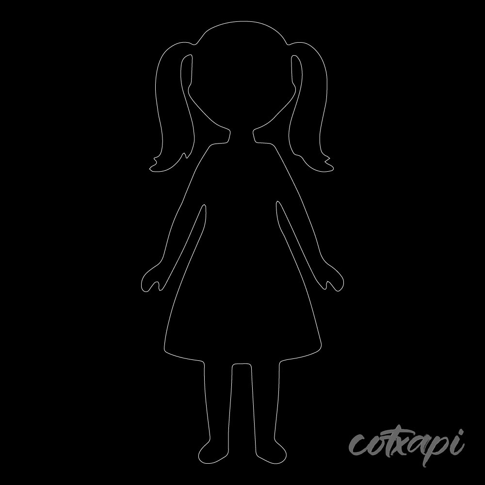 Kids Girls Boys icon in vector art Black white outline art