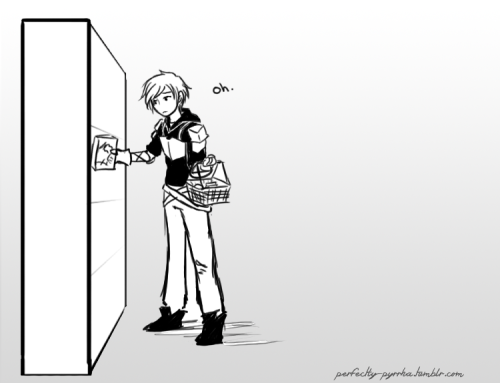 perfectly-pyrrha:  Got this idea from @caramelcrow  http://shanny947.tumblr.com/post/139437503136/ruby-rose-goes-to-the-supermarketJaune needs his other half. I remain in denial until further notice. :’< 