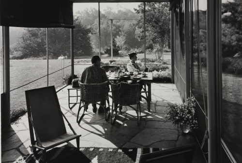 Walter Gropius on the screened porch of his house in Lincoln, 1937. Photo: Robert Damora. Source Mar