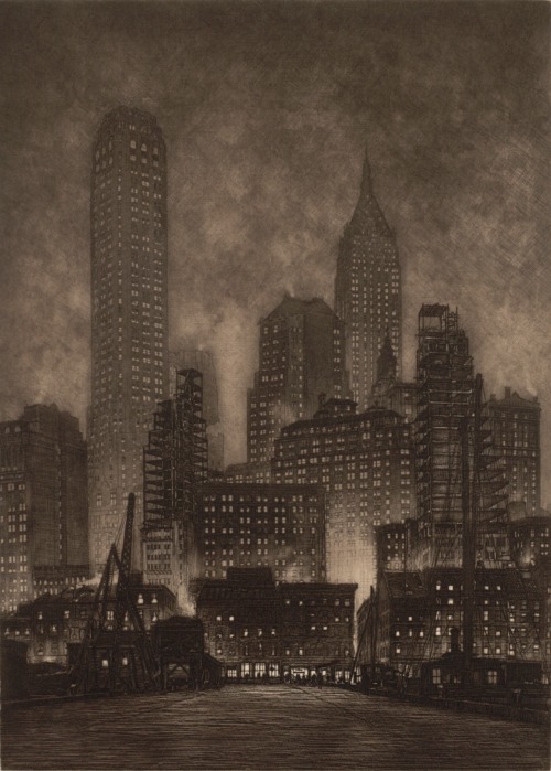 Manhattan Twilight, Samuel Chamberlain, 1932Etching with mezzotint13.25 x 9.56 in. (33.65 x 24.29 cm