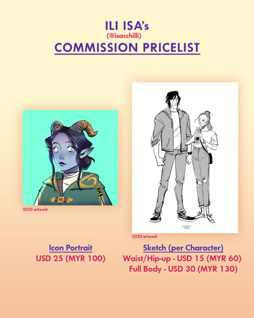 isacchili: 2020 COMMISSION PRICELISTView slot availability and progress here. Please email me at isa