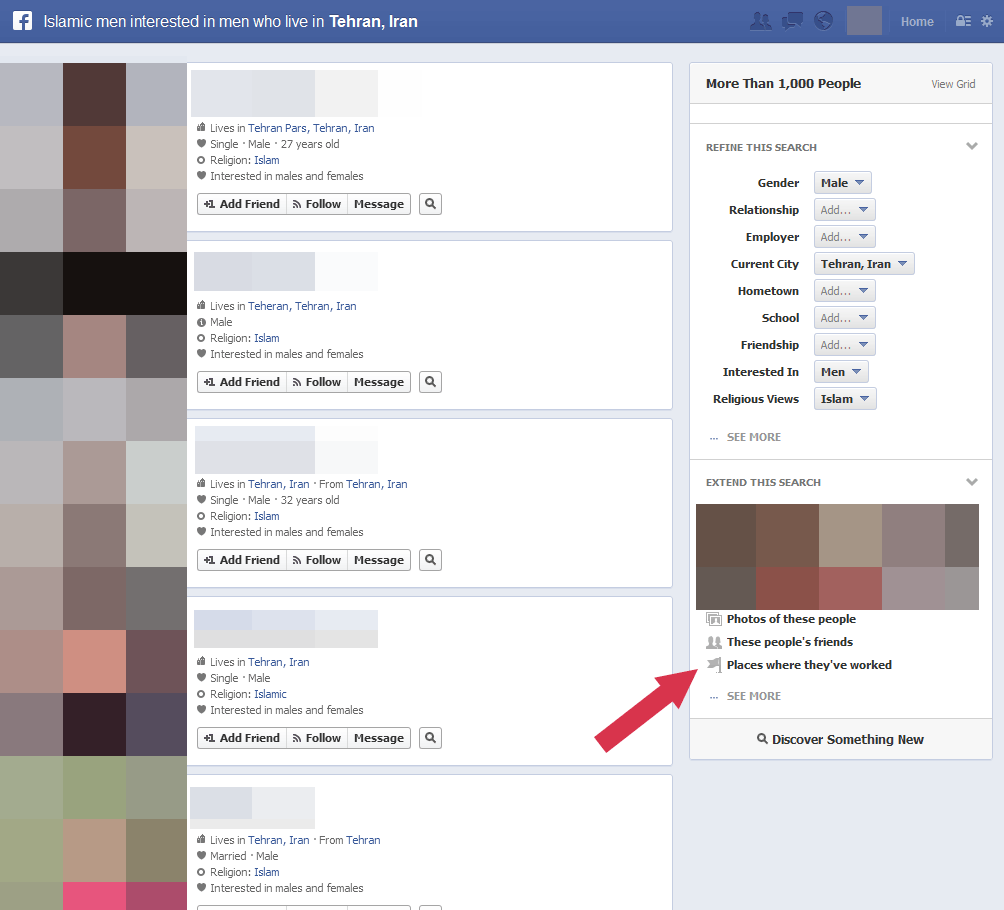 “Islamic men interested in men who live in Tehran, Iran”… “Places where they’ve worked.”