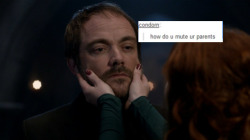 melanie-is-me:czymandias:Supernatural + text posts [4/?]Crowley (season 10) Editionft. Dean(mon) &amp; Rowena recurring theme: the King is tired of everyone’s shit.