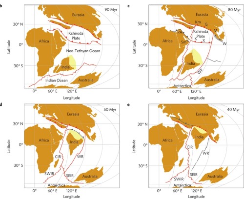 India off to the racesAbout 100 million years ago, the Supercontinent Gondwana, composed of what are