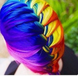 hairchalk:  Blue   pink   orange   red   green   purple   yellow hair color = this colorful hair!