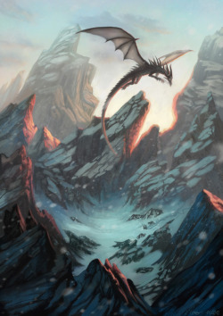 dailydragons:  Dragon and Mountains by Jasinai (DeviantArt)