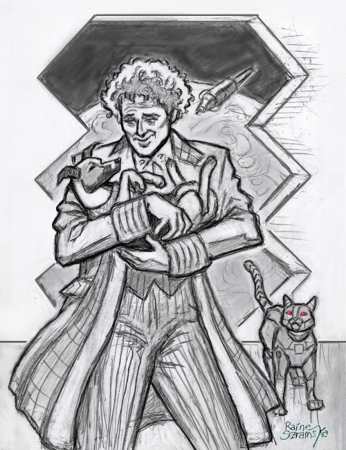  From my sketchbook, a sketch based on my fan fic story: The Sixth Doctor rescues Laika from Sputnik