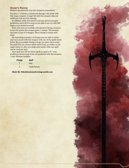 5theditionhomebrewing:A sword. Nothing crazy, just a little something I could throw together to feel