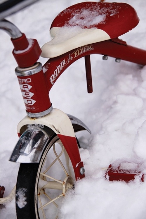 mangofaster: inspirationlane:  (via red bike in the snow)  mgf