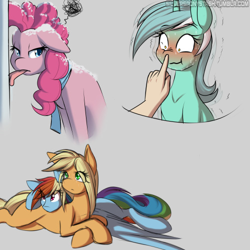 silversponystash: few derp colored sketches i messed with to finish off the stream d…dont ask about lyra… i dont know why i i drew her vibrating cus of hands… :T  <3
