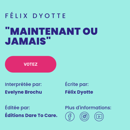 Please share and vote 2020 du Prix de la chanson for Félix Dyotte Evelyne Brochu :https: