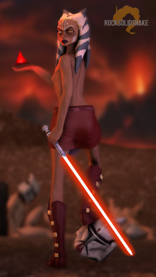 rocksolidsnake: Dark Side Ahsoka WHITE BLACKED Just a little retexture I worked on today. For some reason her skin came out WAY darker in the animation. I don’t mind it though. Let me know if you all would be more interested in scenes with a Dark Side