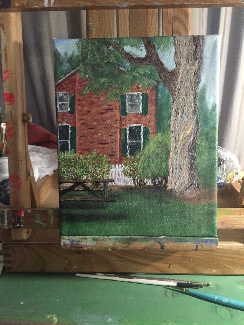 stripesofagiraffe:  My landscape painting class so far. We’ve had to do a painting