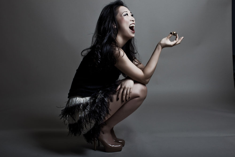 IRON CHEF JUDY JOO (quail eggs and maribou feathers) photographed by landis smithers