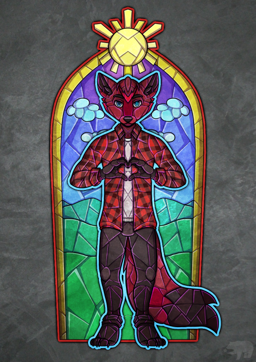 XXXIX.   Stained Glass Commission of Isanity. Character belongs to Insanity Fox (CLICK) Made in krit