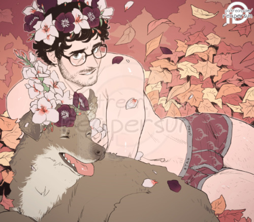 Support me on Patreon => Reapersun on PatreonAnother calendar pic! Some happy boys in August with black poppies and gladioluses~~Link to calendar~