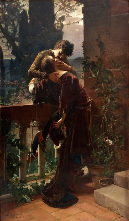 ponderful:Julius Kronberg (Swedish, 1850-1921), Romeo and Juliet on the balcony