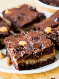 fullcravings:  Peanut Butter Stuffed Brownies