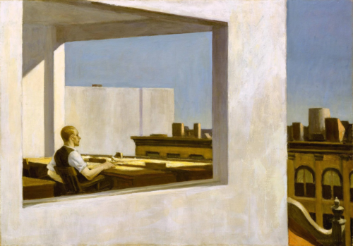 last-picture-show:Edward Hopper, Office in a Small City, 1953