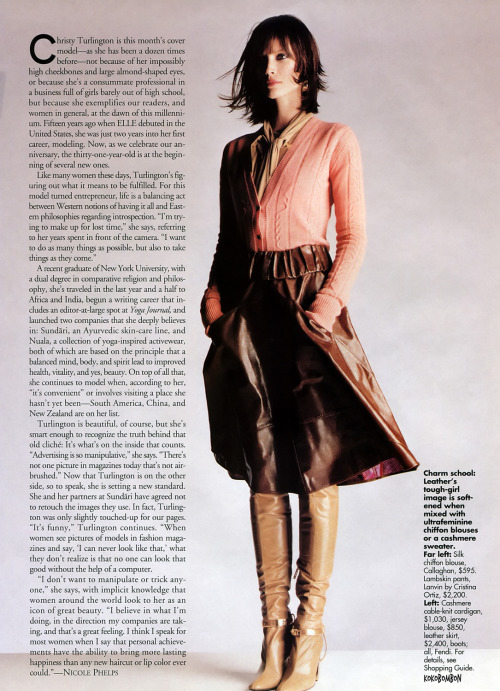 Christy Turlington in Fendi over-the-knee boots Elle US September 2000 Photos by Christy Turlington