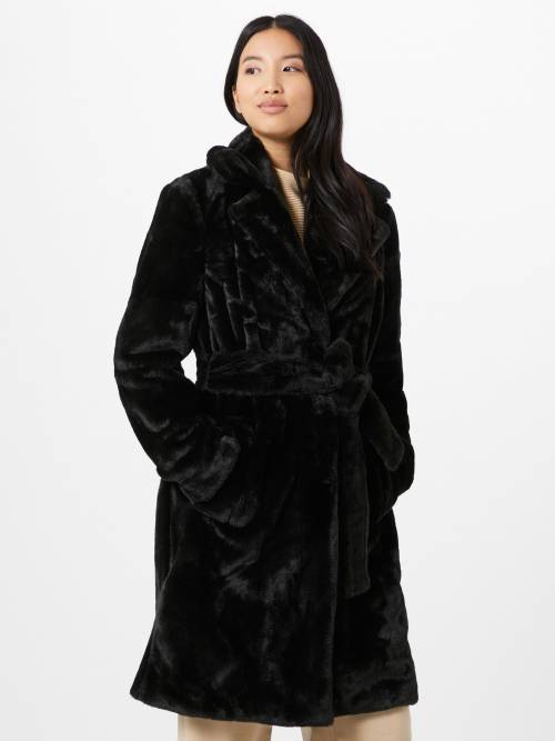 black faux fur coat