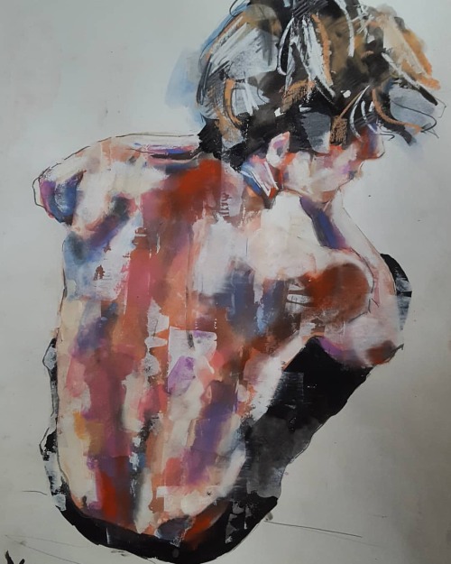 Male back study in mixedmedia on paper 56x38cm. Sold to a collector in the US. #fineart #visualart #