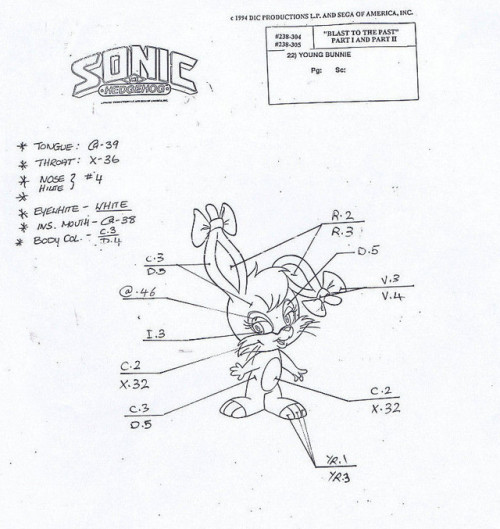 Concept art, model sheets, comic art, and render of Bunnie Rabbot from Sonic the Hedgehog.Album imgu