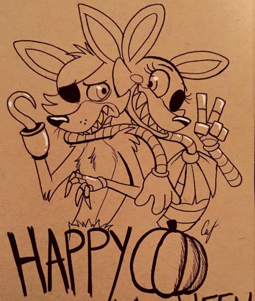 Happy Halloween! Here’s a spontaneous Foxy and Mangle to celebrate! Spooky month may be over b